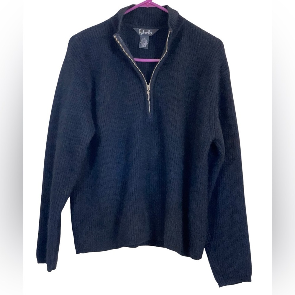 Rafaella angora/wool blend sweater. 1/4 zip, dolman sleeve. Size large GUC